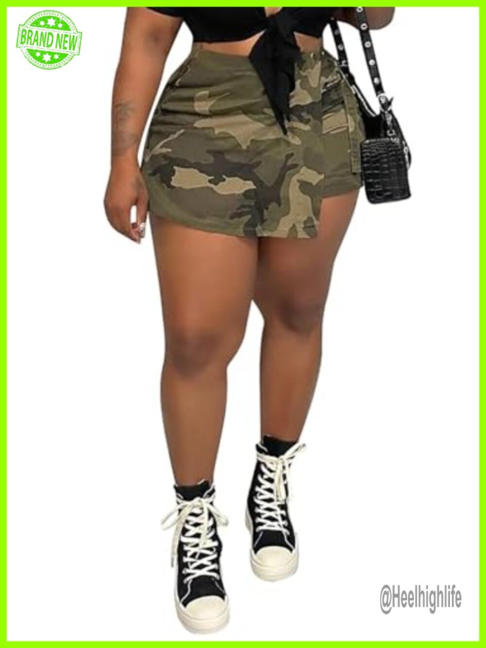 Women's Camo Cargo Shorts Polyester Elastane High Waisted Summer Casual
